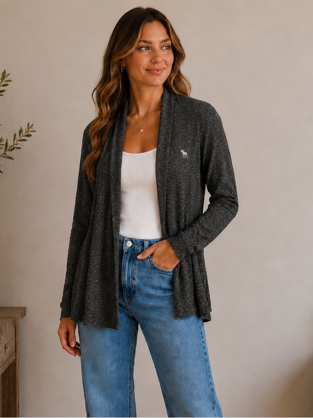 Abercrombie & Fitch Wool Blend Cardigan Sweater Charcoal Gray Minimalist XL